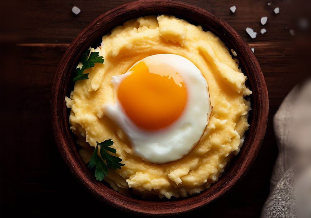 Oeuf cocotte pomme purée au fromage