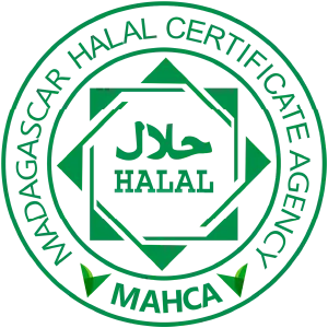 Logo vert du certificat halal officiel de Madagascar, délivré par l’agence nationale de certification HALAL.