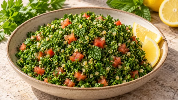 Salade de persil avec boulgour, tomate et citron