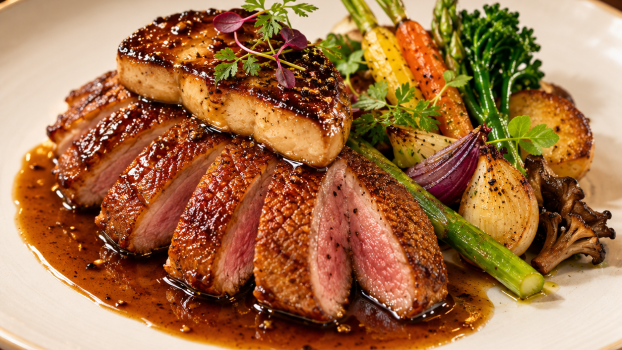 Magret de canard poêlé avec sauce au foie gras — Quantum Isoraka